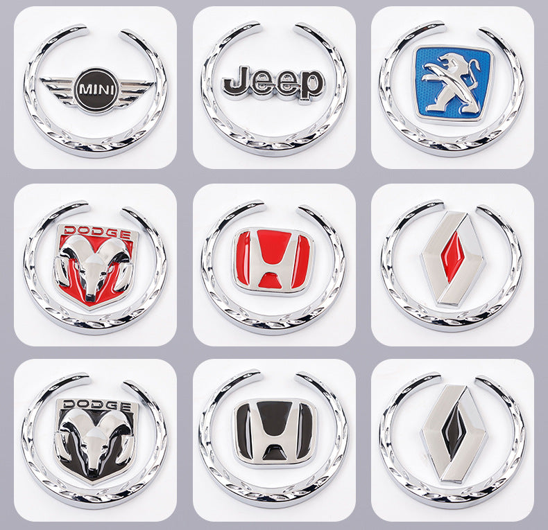 LaurelBadge – 3D Metal Window Emblem Sticker with Chrome Wreath
