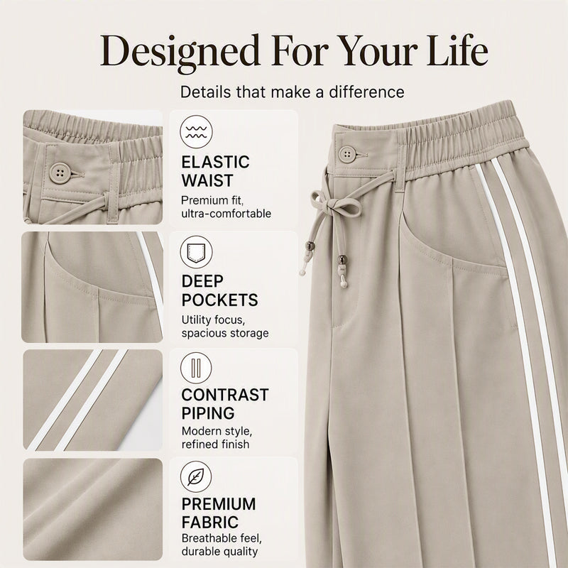 BreezeLine – Women's Wide-Leg Drawstring Pants, Casual High-Waisted Relaxed Fit