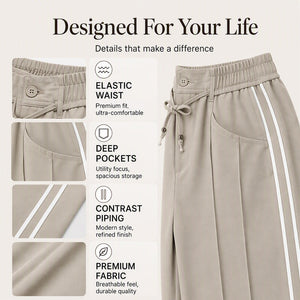 BreezeLine – Women's Wide-Leg Drawstring Pants, Casual High-Waisted Relaxed Fit