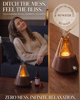 AmberGlow – Waterless Wood & Amber Glass Essential Oil Diffuser