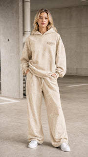 ShimmerEase – Washed Rhinestone Oversized Hoodie & Wide-Leg Pants Set