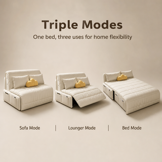 SnugShift – 3-Mode Convertible Folding Sofa Bed with Side Storage Pockets & Silent Wheels