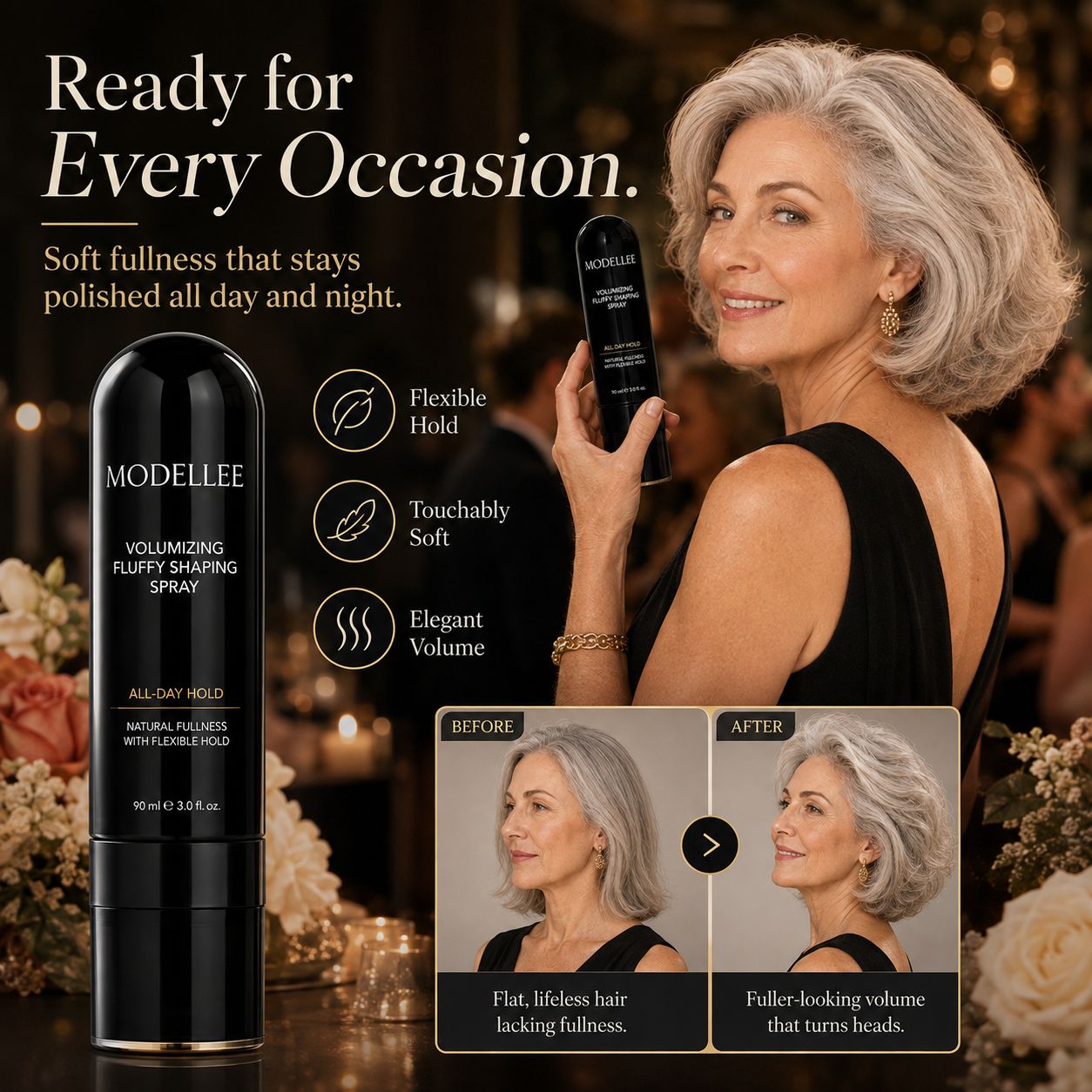 FluffLift – 90ml Volumizing Hair Shaping Spray with Long-Lasting Hold and Peach Fragrance