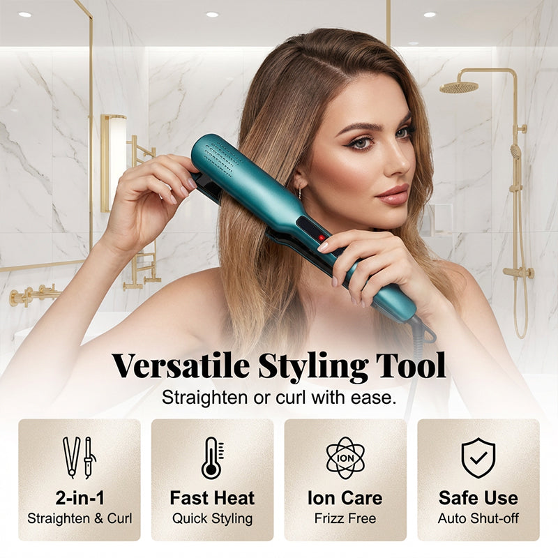 SilkGlide – ✨💇‍♀️ 2-in-1 Hair Straightener and Curler with Negative Ionic Care