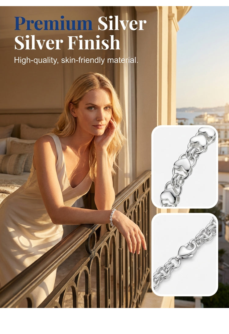 HeartLace – Double Chain Heart Charm Bracelet