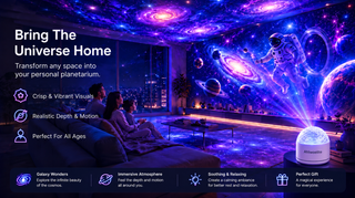 NebulaTide – 🦖 360° Smart Holographic Galaxy & Ocean Night Light Projector
