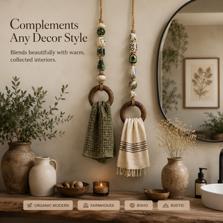 TerraLoop – Decorative Beaded Towel Hanger with Wooden Ring