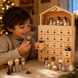 NativityJoy – 2026 Wooden Nativity Advent Calendar with 24-Day Countdown & Story Book