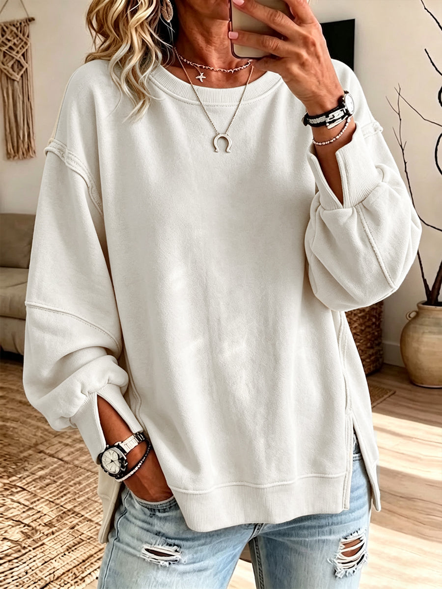 SeamEase – 🤲 ⏰ Oversized Cotton Crew-Neck Sweatshirt