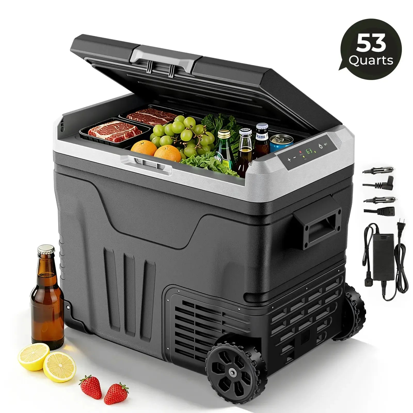 FrostRover – Portable 12V/24V Car Refrigerator Freezer, 42/53/68 Quart