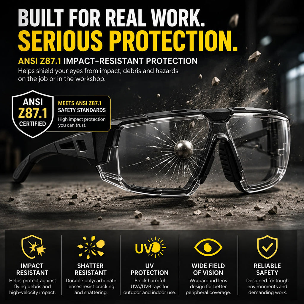 🕶️ ShiftShield – Photochromic Safety Glasses for Indoor & Outdoor Impact Protection