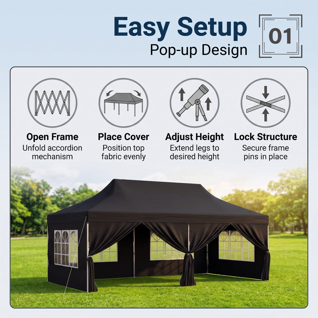 ShadeHaven – Heavy-Duty Pop-Up Canopy Tent with Removable Sidewalls
