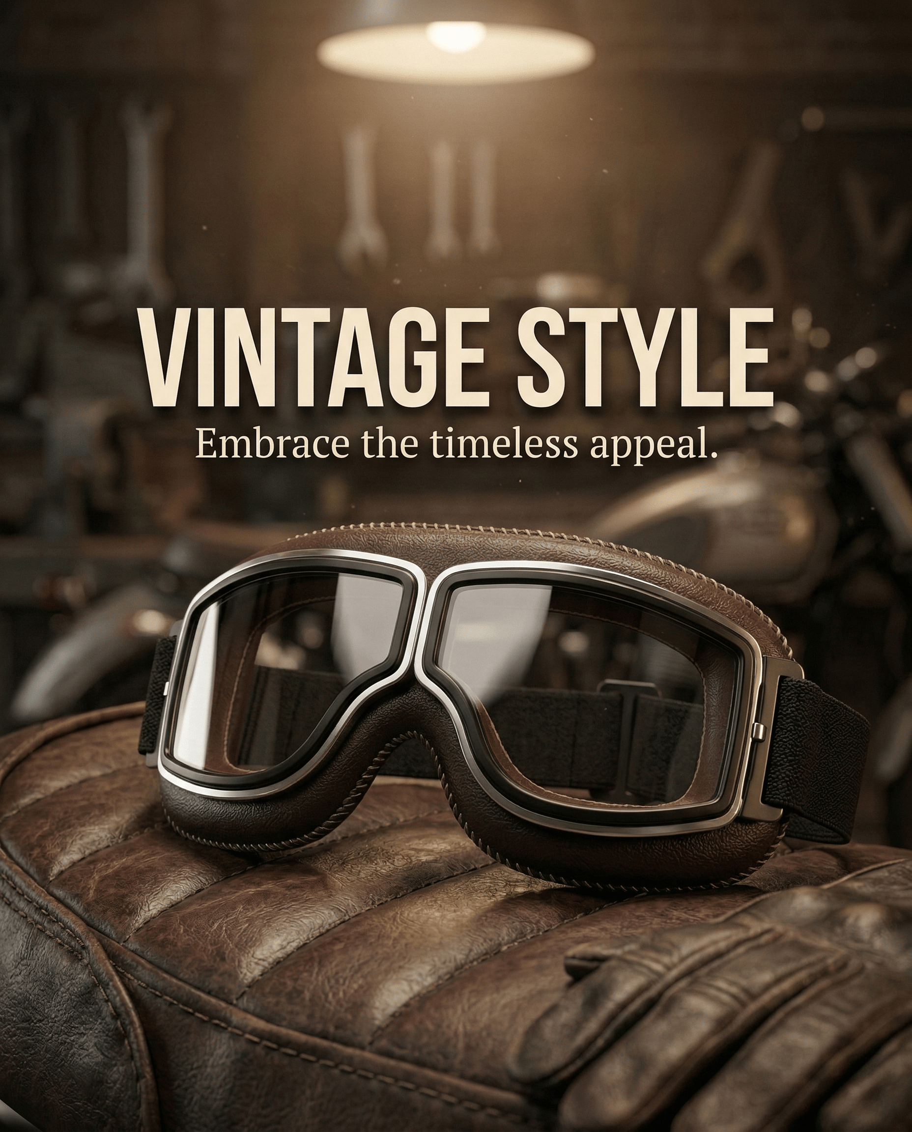 🔥 RetroRide – OTG Vintage Motorcycle Goggles (Fits Over Glasses)
