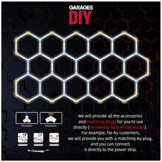 GaragesDIY hexagon LED light connector and light tube installation instructions