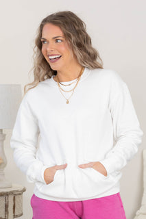 CampfireCozy – Pigment-Dyed Crewneck Sweatshirt with Kangaroo Pocket