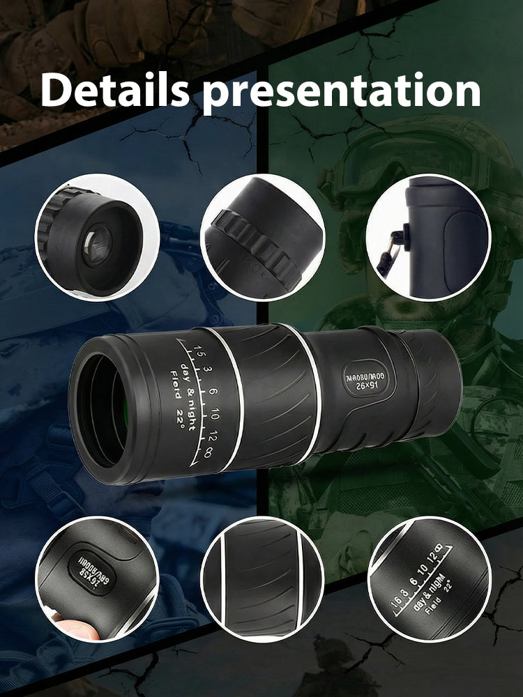 TrailSight – 16x52 HD Monocular, IPX5 Waterproof & Fog-Proof🧭🔭