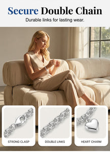 HeartLace – Double Chain Heart Charm Bracelet