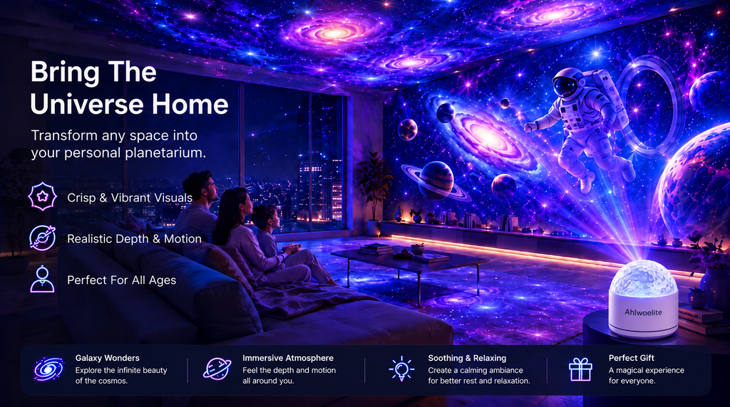 NebulaDome – 360° Smart Holographic Galaxy & Ocean Night Light Projector