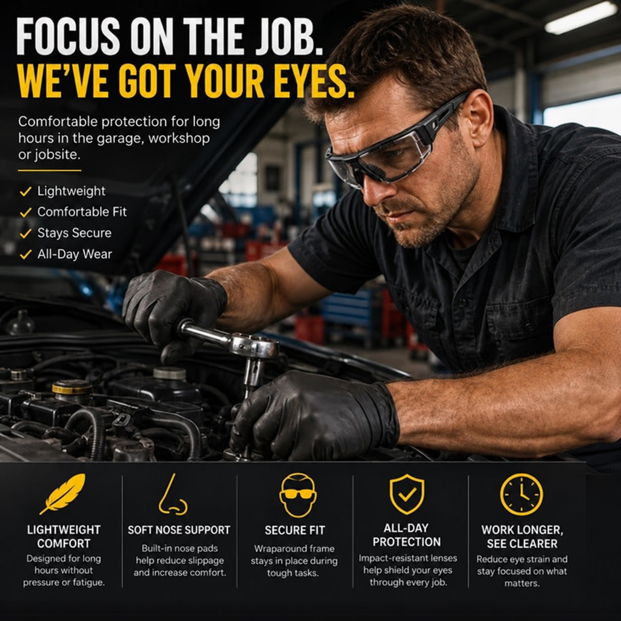 🕶️ ShiftShield – Photochromic Safety Glasses for Indoor & Outdoor Impact Protection