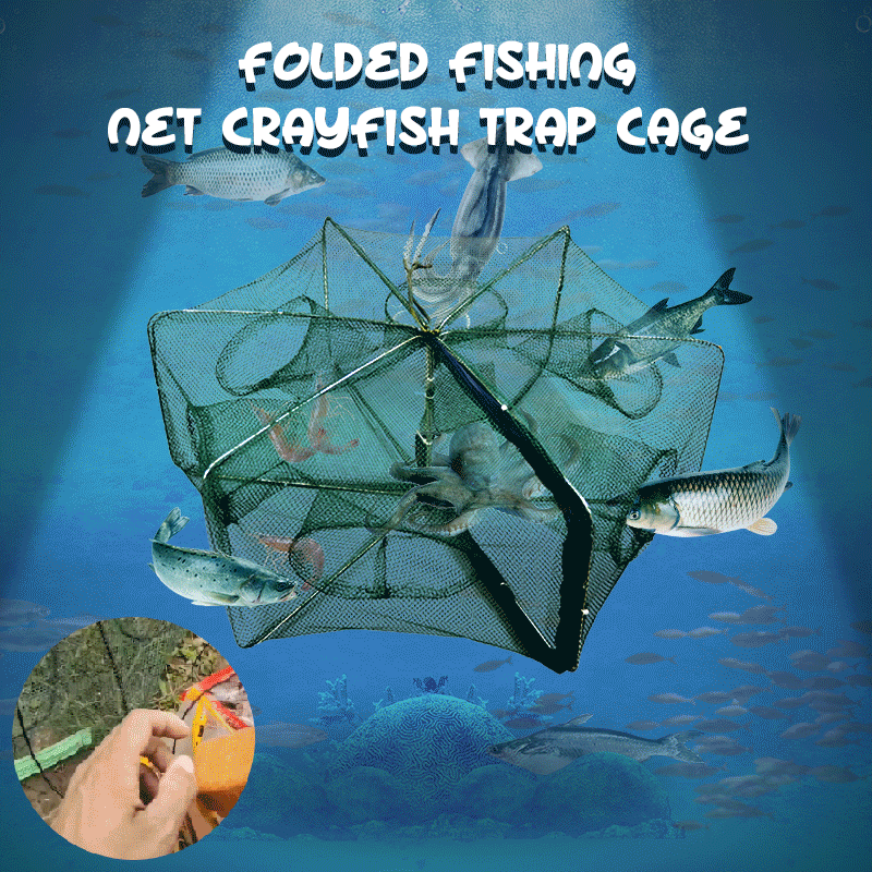 CatchFold – 🥳🥳💞🦀🦐 Automatic Foldable Fish Trap with Thickened Mesh, Rust-Proof Steel & Zipper Opening 🏆🌊