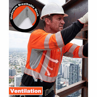 VentShield – 5.5 oz Lightweight Hi-Vis Summer Vented Mesh FR Long Sleeve T-Shirt
