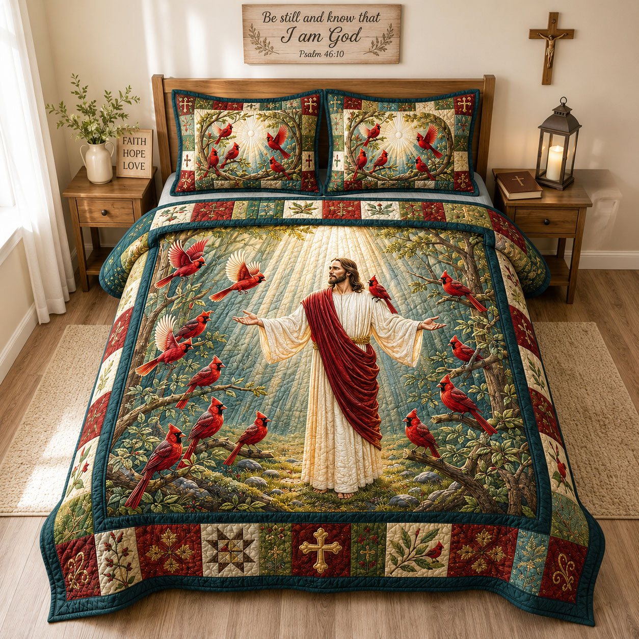GraceQuilt – Surrounded By His Grace 3-Piece Quilted Bedding Set