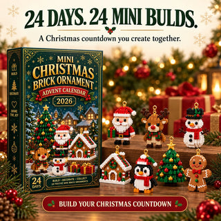 BrickNoel – ⏳🎄 24-Day Mini Christmas Brick Ornament Advent Calendar with Hanging Loops 🧱