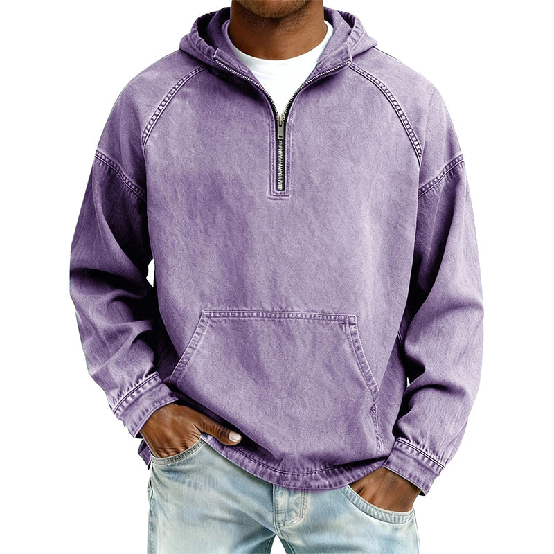 ✨ UrbanEase – Men’s Denim-Inspired Zip Hoodie 👖