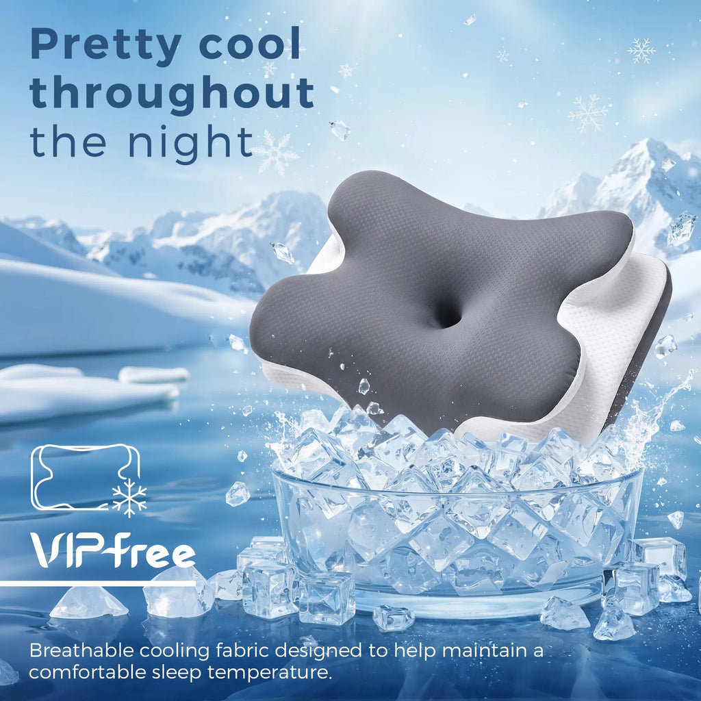 ChillNest – Cooling Memory Foam Neck Pillow with Adjustable Ergonomic Support for Cervical Pain Relief & Comfort