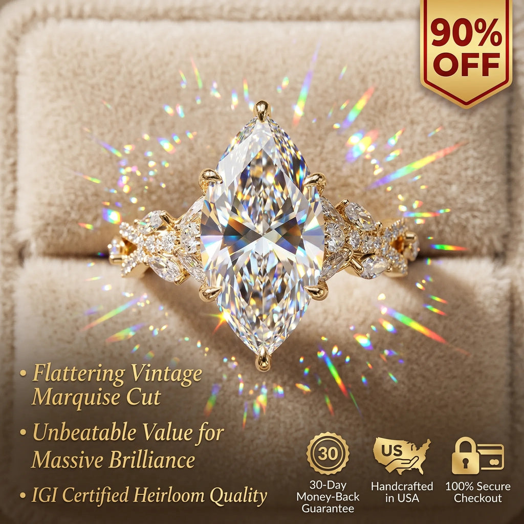 MarquiseMagic – 🔥 Vintage Marquise-Cut Vine Ring That Elongates Your Fingers