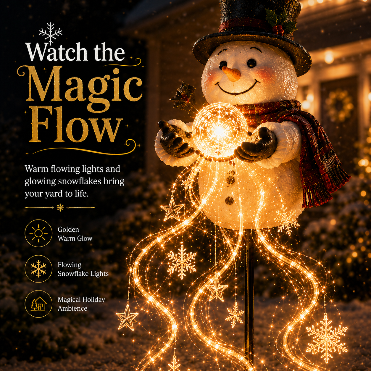 SnowFountain – 🎄🎄 Snowman Magic Fountain Flowing Snowflake LED Christmas Garden Light❄️