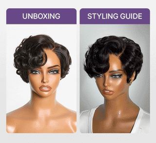 Beginner Friendly Natural Black Lightweight Roll Curl Glueless Minimalist HD Lace Short Pixie Cut Wig Pre Cut Lace-15