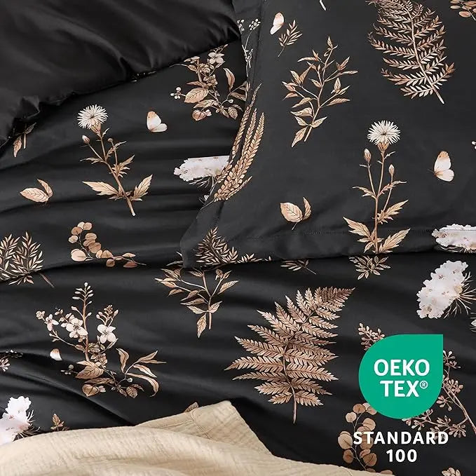 BloomNest – Reversible Botanical Floral Comforter Set with Pillow Shams