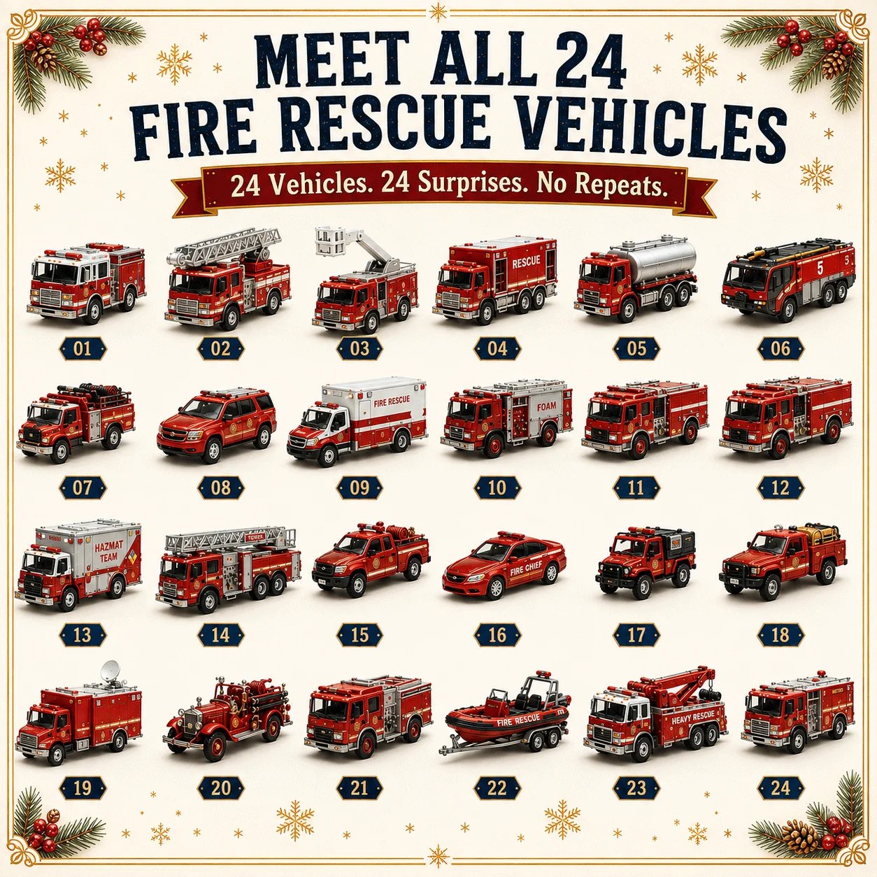 FleetCountdown – 24-Day Toy Vehicle Advent Calendar in Four Themed Fleets
