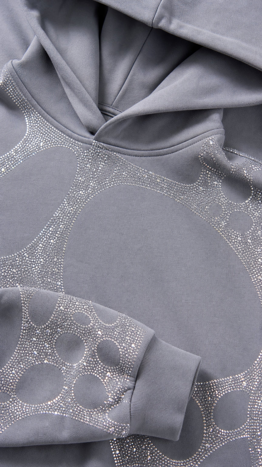 ShimmerEase – Washed Rhinestone Oversized Hoodie & Wide-Leg Pants Set