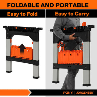PonyWork – 2-Pack Folding Sawhorses with Clamps