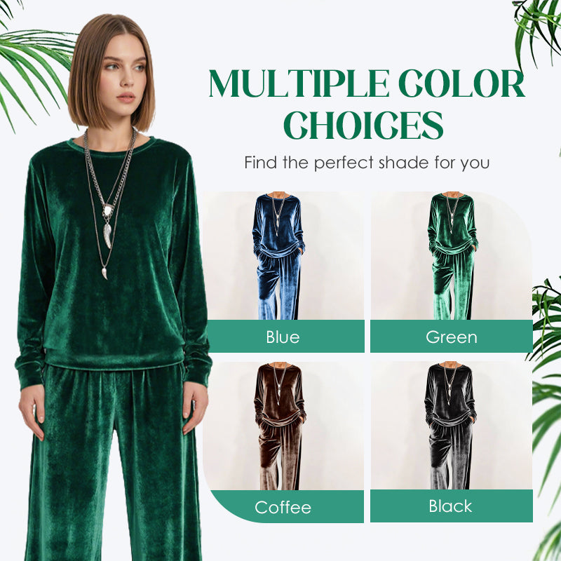 🍁VelvetEase – Women's Velvet Top & Pants Two-Piece Set