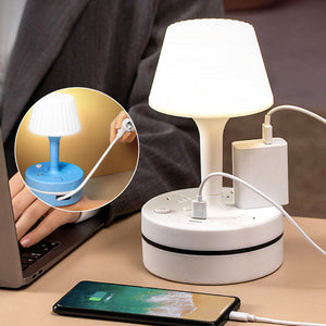 GlowDock – Bedside Lamp with Built-In Power Strip, USB and USB-C Charging