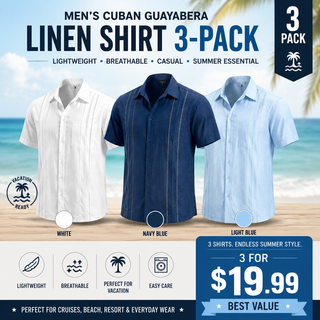 GuayaBreeze – Men's Cuban Guayabera Linen-Blend Short Sleeve Button-Down Shirt