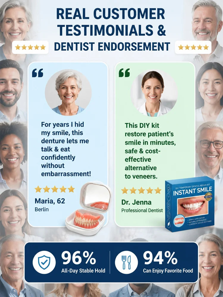InstantSmile – DIY Temporary Denture Kit with Mirror Storage Case