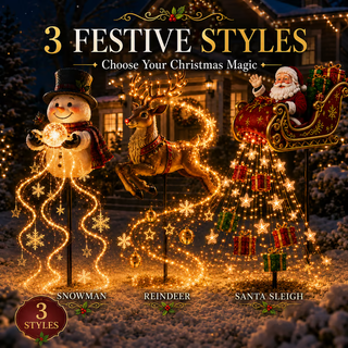 SleighGlow – 🔥🎅✨ Santa's Flying Sleigh Gift Cascade Solar Christmas Garden Light
