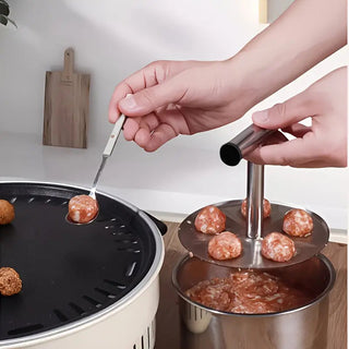 MeatBallPro – Stainless Steel Meatball Maker with 6 Holes for Meatballs, Fish Balls, Veggie Balls and Ice Cream🥩