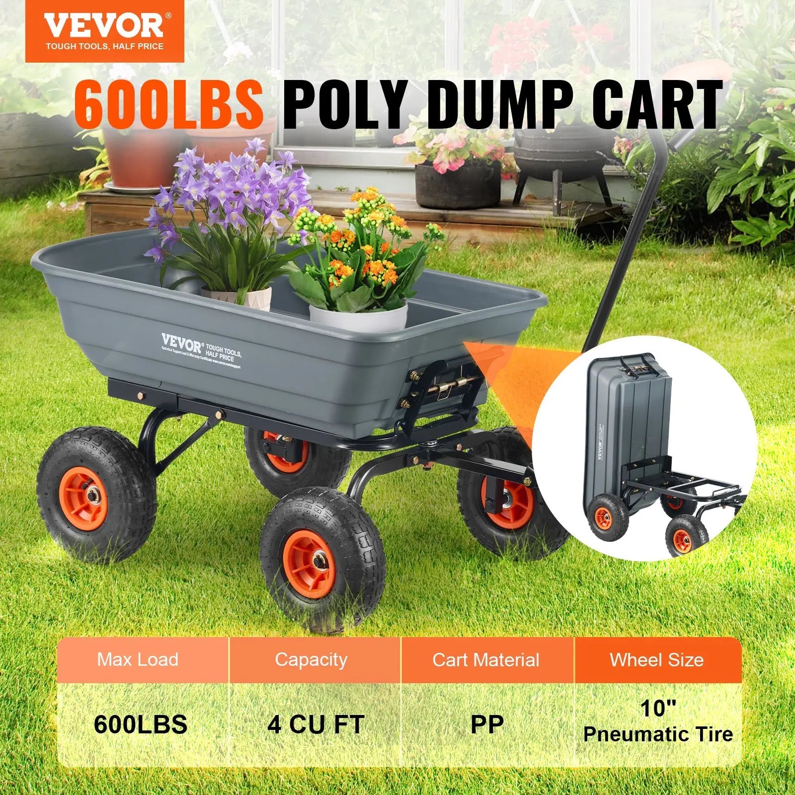 HaulMate – Heavy-Duty Poly Garden Dump Cart