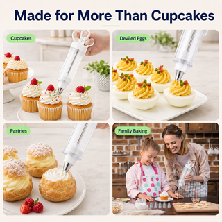 FrostFlow – Cake Decorating Gun Kit with 6 Stainless Steel Tips