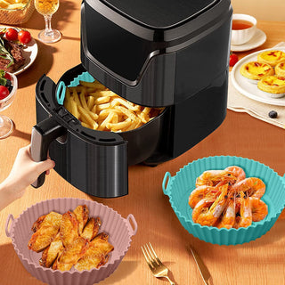 🔥 CrispNest – 6-Piece Non-Stick Silicone Air Fryer Baking Tray Set
