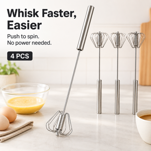 🍳 SpinWhisk – Hand Push Rotary Whisk, Stainless Steel Automatic Spinning Egg Beater