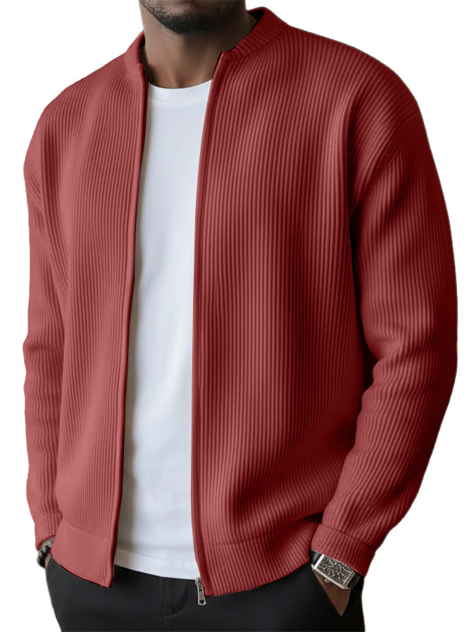 UrbanRib – Men's Ribbed Stand-Collar Zip-Up Jacket