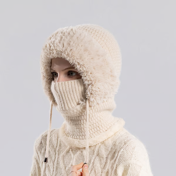 CozyHood – 💥🎁 Plush-Lined Knit Hooded Balaclava with Built-In Scarf