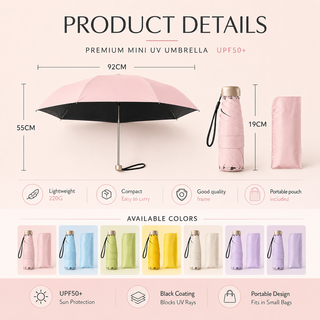 PocketHalo – Mini UV Capsule Umbrella with UPF50+ Sun Protection