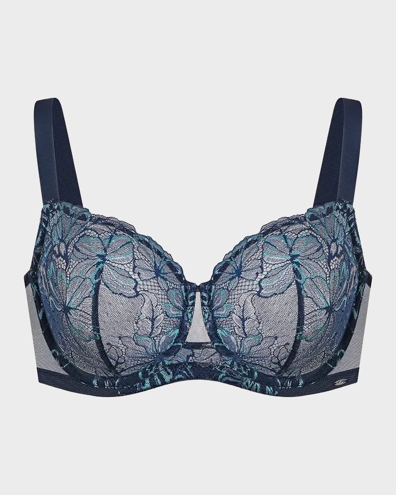 LaceBalance – Floral Lace Plus Size Unlined Minimizer Bra